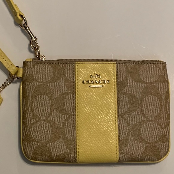 Coach Wristlet (tan, yellow and gold) - Picture 3 of 4